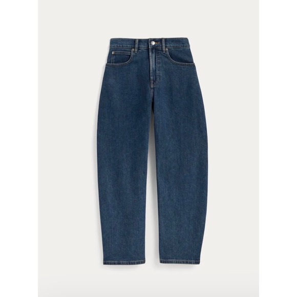 Everlane Denim - Everlane Womens Way-High Curve Jean33R Organic Cotton Barrel Denim Blue